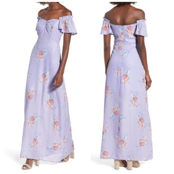 Socialite Dresses & Skirts - Socialite lilac floral off shoulder maxi dress xs